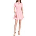 thumbnail image 1 of INSPIRE CHIC Women's Work Office Fit and Flare Mini Turndown Collared Keyhole Dress, 1 of 6