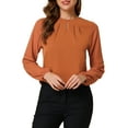 thumbnail image 1 of INSPIRE CHIC Women's Chiffon Blouse Keyhole Neck Patchwork Sleeve Elegant Work Top XL Orange, 1 of 9