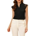 thumbnail image 1 of INSPIRE CHIC Women's V Neck Sleeveless Basic Work Blouse Top S Black, 1 of 6