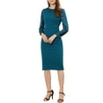 thumbnail image 1 of Allegra K Women's Work Peter Pan Collar Midi Sheath Dresses, 1 of 5