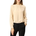 thumbnail image 1 of Allegra K Women's Work Ruffle Trim Neckline Solid Shirt Button Decor Blouse, 1 of 7