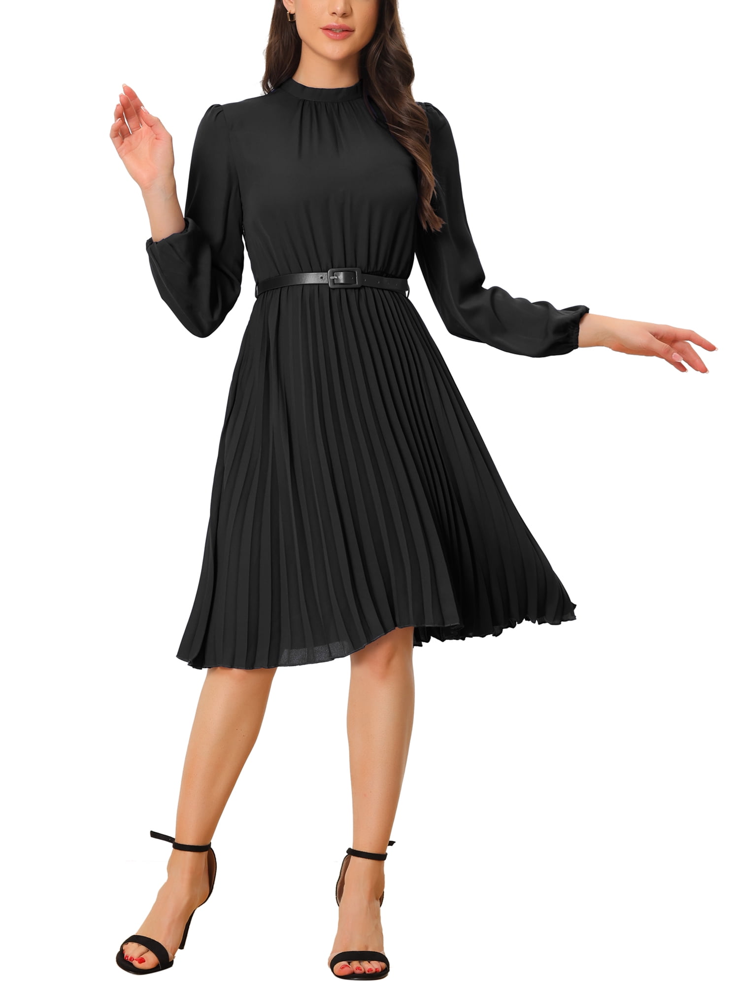 work long sleeve dresses Ivory High Neck Pencil Long Sleeves Work Dress with Bow