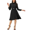 thumbnail image 1 of INSPIRE CHIC Women's Work Shirt Dress Long Sleeve Pleated Midi Dresses, 1 of 5