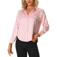 thumbnail image 1 of INSPIRE CHIC Women's Satin Leopard Long Sleeve Button Down Fashion Shirts Work Business Casual Blouses Tops Pink L, 1 of 5