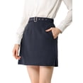 thumbnail image 1 of Allegra K Women's Work a-Line Belted High Waist Mini Skirt with Pocket, 1 of 7