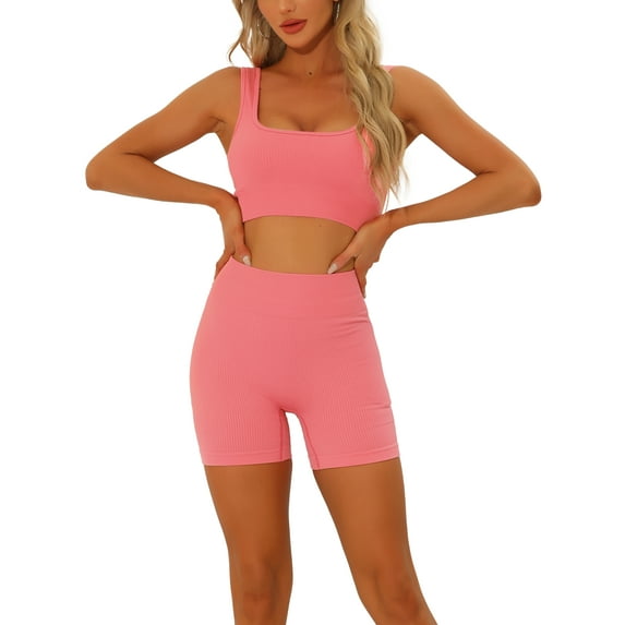 INSPIRE CHIC Women’s Workout Sets 2 Piece Sports Bra High Waisted Shorts Sets Gym Yoga Outfits