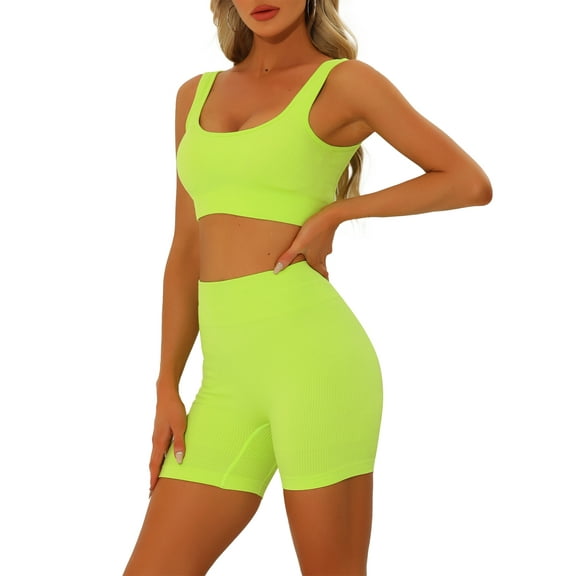 INSPIRE CHIC Women’s Workout Sets 2 Piece Sports Bra High Waisted Shorts Sets Gym Yoga Outfits