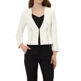 thumbnail image 1 of INSPIRE CHIC Women's Workwear Zipper Collarless Cropped Blazer S White, 1 of 7