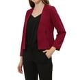 thumbnail image 1 of Allegra K Women's Workwear Zipper Collarless Cropped Blazer, 1 of 6