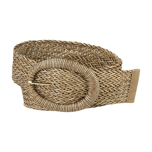 Womens Woven Belts Wide Waist Belts for Dress Decor Adjustable 22.83-33.07" Brown