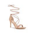 thumbnail image 1 of BLISSFUL STEP Women Woven Strap Lace Up Strappy Stiletto Heel Sandals Nude 9, 1 of 7