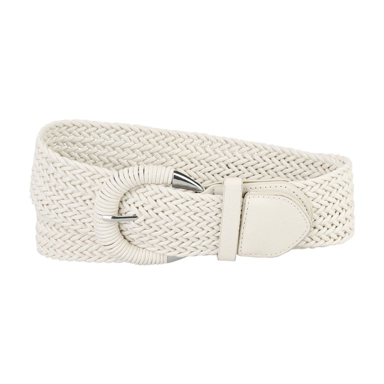 Braided Cream Women\'s Belt Allegra K Woven Plus Size Waist Belts Wide Braided Belts for  main image 3