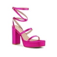 thumbnail image 1 of BLISSFUL STEP Women's Wrap Up Open Toe Platform Buckle Block High Heel Sandals, 1 of 7