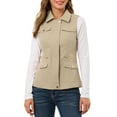 thumbnail image 1 of INSPIRE CHIC Women's Zip Up Jacket Sleeveless Anorak Utility Vest Jacket with Pockets M Khaki, 1 of 7