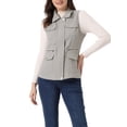 thumbnail image 1 of INSPIRE CHIC Women's Zip Up Jacket Sleeveless Anorak Utility Vest Jacket with Pockets S Grey, 1 of 6