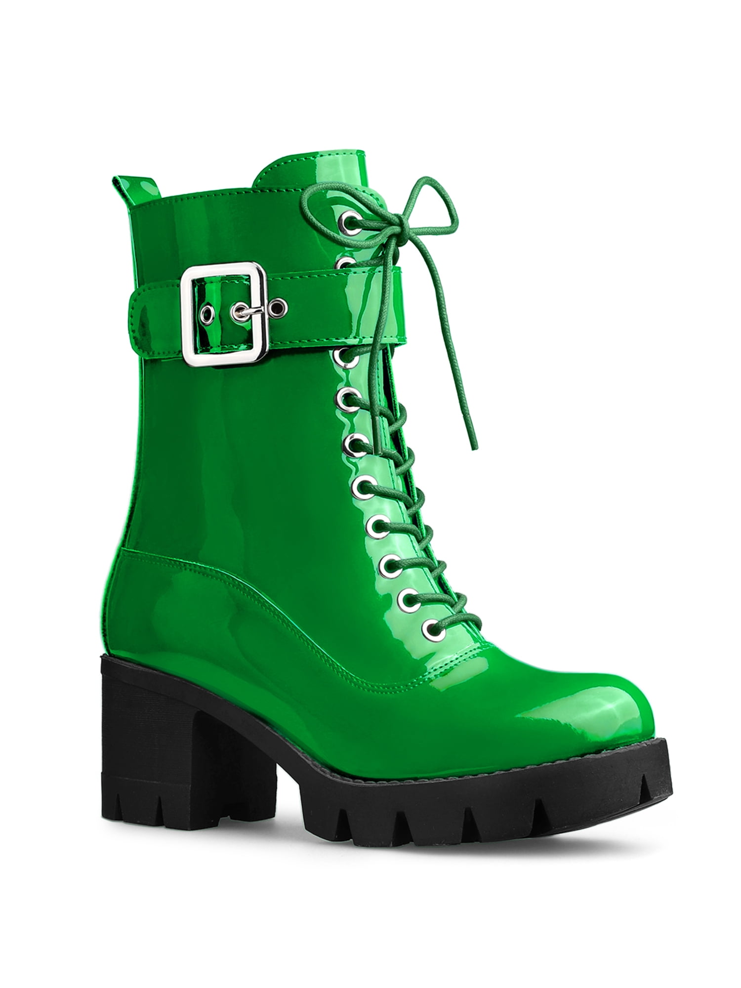 combat boots women block heel
