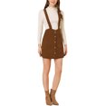 thumbnail image 1 of INSPIRE CHIC Women's a Line Button Decor Front Above Knee Suspender Skirt XS Brown, 1 of 7