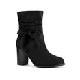 thumbnail image 1 of BLISSFUL STEP Women's Slouch Boots Ankle-High Block Heel Bow Decor Boots Black 9, 1 of 8