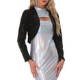 thumbnail image 1 of INSPIRE CHIC Women's Sequin Party Open Front Cropped Sparkly Bolero Shrug XS Black, 1 of 6