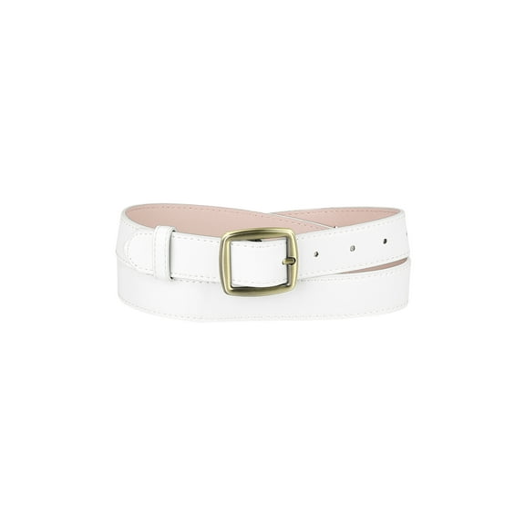 INSPIRE CHIC Womens Belt Faux Leather Waist Solid Color Pin Buckle Belts for Girls Ladies White 65-93cm/25.59-36.61"