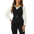 thumbnail image 1 of INSPIRE CHIC Womens' Business Formal Button Front Closure V Neck Vest with Belt Pockets, 1 of 5