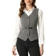 thumbnail image 1 of INSPIRE CHIC Womens' Business Formal Button Front Closure V Neck Vest with Belt Pockets, 1 of 5