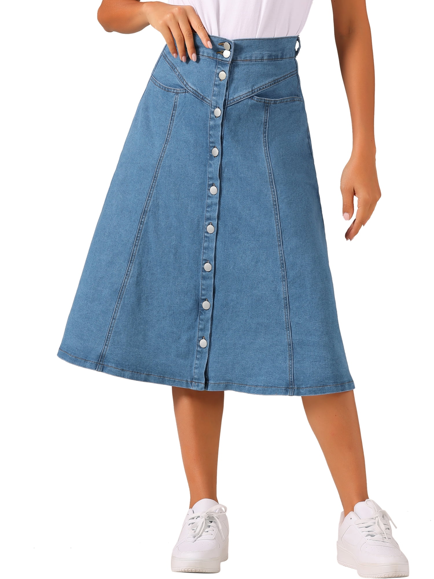 Rooscier Women's High Waist Flared Long Skirt - Tie Knot Back, Elastic Waist With Pockets