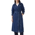 thumbnail image 1 of INSPIRE CHIC Womens Denim Trench Coats Double Breasted Long Sleeves A Line Lapel Belted Pockets Back Slit Fall Winter Long Jean Jackets Small Blue, 1 of 6