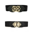 thumbnail image 1 of INSPIRE CHIC Womens Elastic Wide Waist Belts, Metal Buckle Stretchy Waistband Belt Black & Black-1, 1 of 6