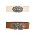 thumbnail image 1 of INSPIRE CHIC Womens Elastic Wide Waist Belts Stretchy Belts Brown & Beige, 1 of 6