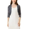 thumbnail image 1 of INSPIRE CHIC Valentine's Day Women's Shrugs Floral Lace Cardigan 3/4 Sleeves Sheer Cover Up Top XS Dark Gray, 1 of 6