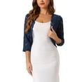 thumbnail image 1 of INSPIRE CHIC Women's Shrugs Floral Lace Cardigan 3/4 Sleeves Sheer Cover Up Top XS Dark Blue, 1 of 6
