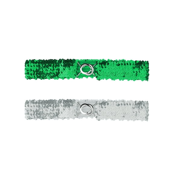 INSPIRE CHIC Women's Shimmer Skinny Stretchy Waist Belts Sequins Decor Elastic Belts for Dresses Green