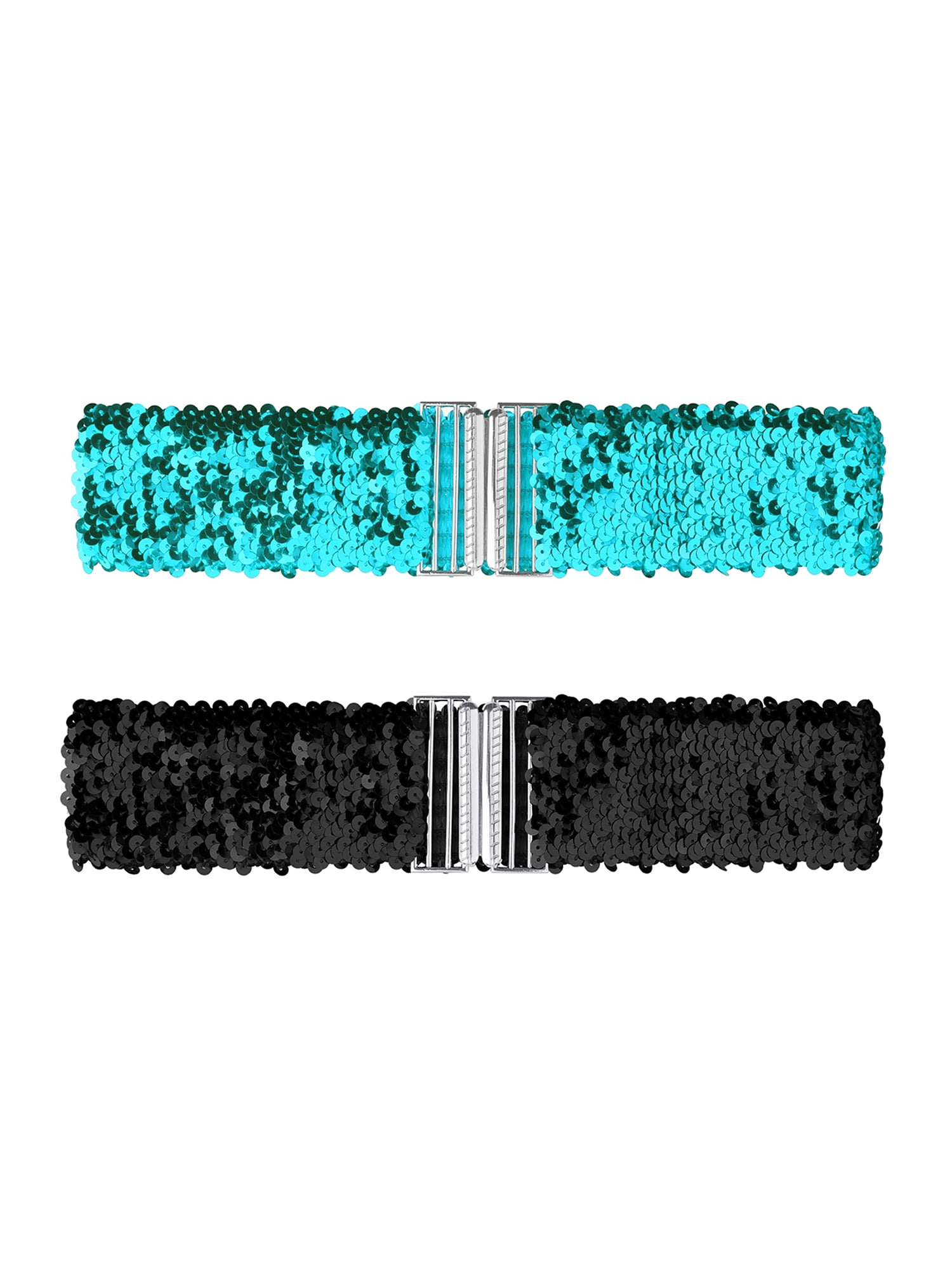 Women's Cool Punk Sparkling Sequins Elastic Stretch Wide Waistband Waist Belt