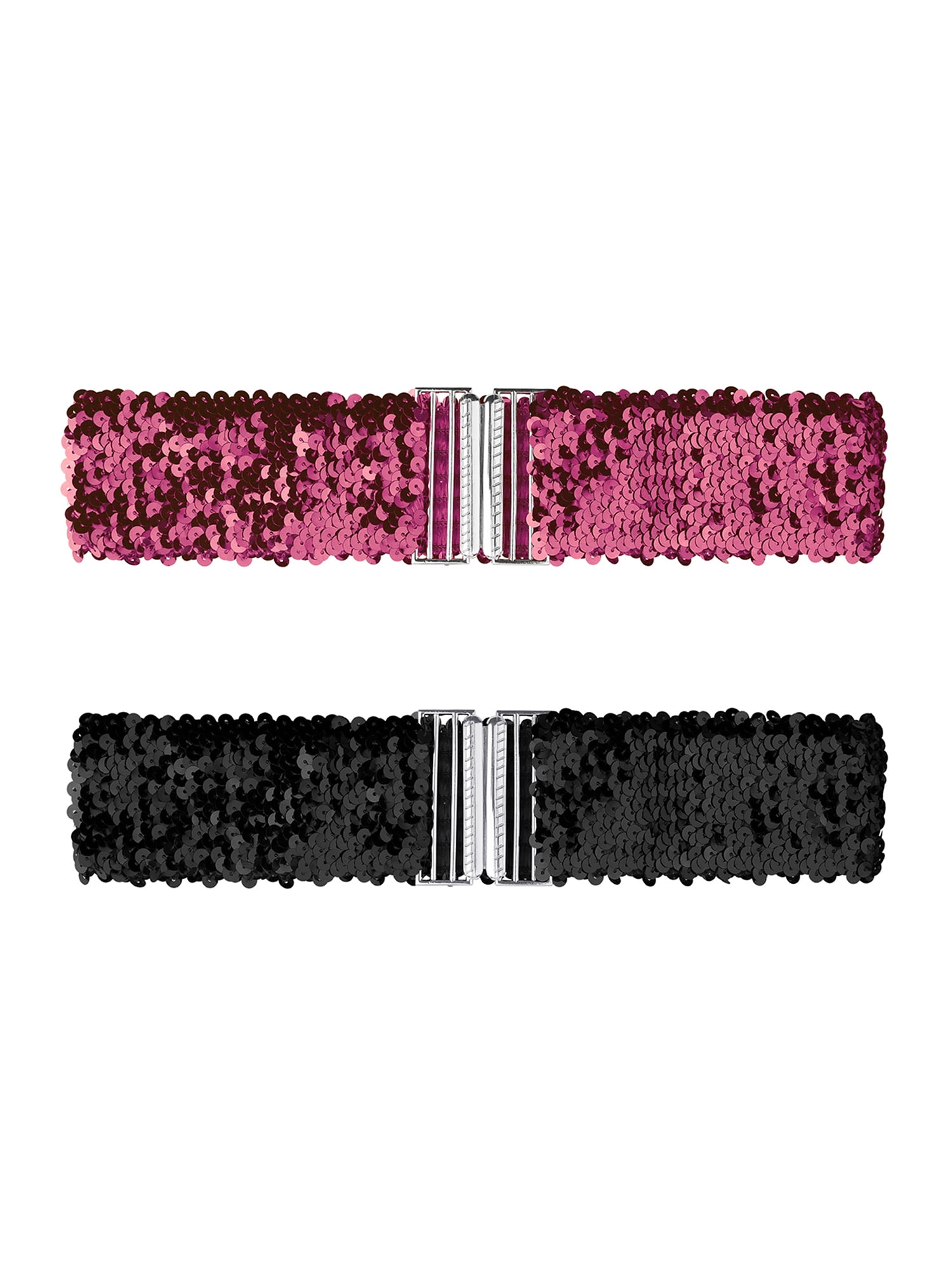 7292 Womens Glitter Wide Waist Belts Interlock Buckles Sequins Decor INSPIRE CHIC Women main image 4