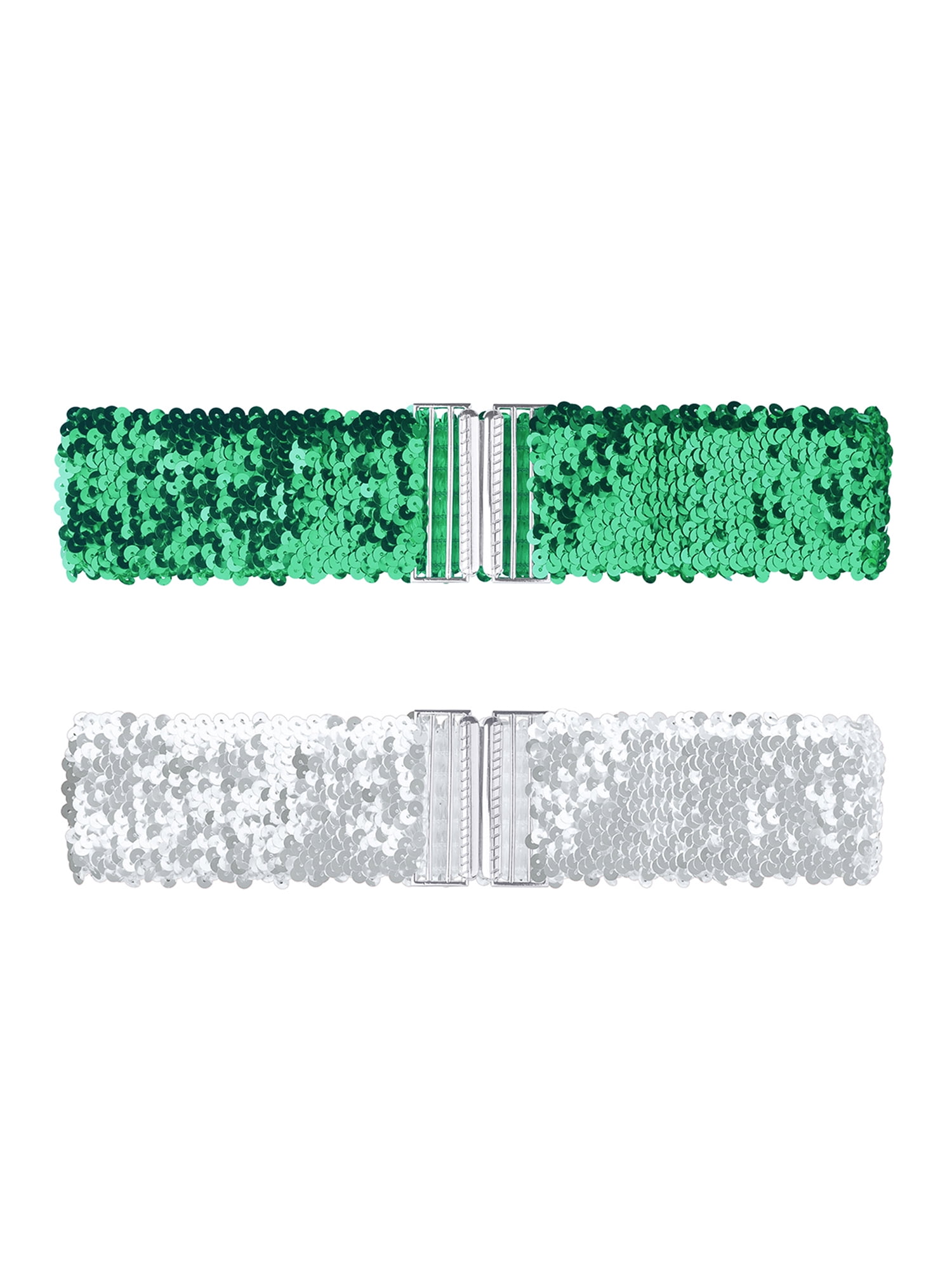 2348 Womens Glitter Wide Waist Belts Interlock Buckles Sequins Decor Y2K Sequins Stretch Belts With Metal Interlocking Buckle for  main image 3