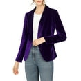 thumbnail image 1 of INSPIRE CHIC Women's Velvet Blazer Solid Color Shawl Collar One Button Wear-to-Work Suit Jacket M Deep Purple, 1 of 8