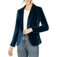 thumbnail image 1 of INSPIRE CHIC Women's Velvet Blazer Solid Color Shawl Collar One Button Wear-to-Work Suit Jacket XS Deep Blue, 1 of 8