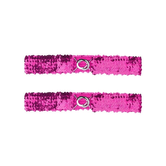 INSPIRE CHIC Women's Skinny Elastic Waist Belts Sequins Decor Stretchy Belts for Dresses 2PCS Rose Red