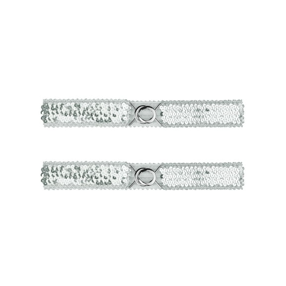 INSPIRE CHIC Women's Skinny Elastic Waist Belts Sequins Decor Stretchy Belts for Dresses 2PCS Silver Side Silver