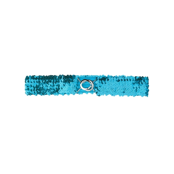 INSPIRE CHICWomens Plus Size Stretchy Skinny Waist Belts Shiny Sequins Decor Elastic Belts for Dresses 64cm/25.19" Light Blue