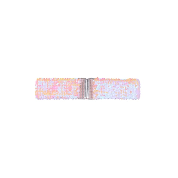 INSPIRE CHIC Women's Plus Size Stretchy Waist Belts Metal Interlock Buckles Sequins Decor Belts for Dresses Carnation 60cm/23.62"