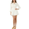 thumbnail image 1 of Allegra K Womens Summer Dresses Ruffled Tie Neck Semi-Sheer A-Line Textured Mini Dress, 1 of 6