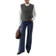 thumbnail image 1 of INSPIRE CHIC Womens Sweater Vest Button Down Sleeveless Round Neck Soft Casual Knitted Tank Top Cardigan Small Gray, 1 of 6