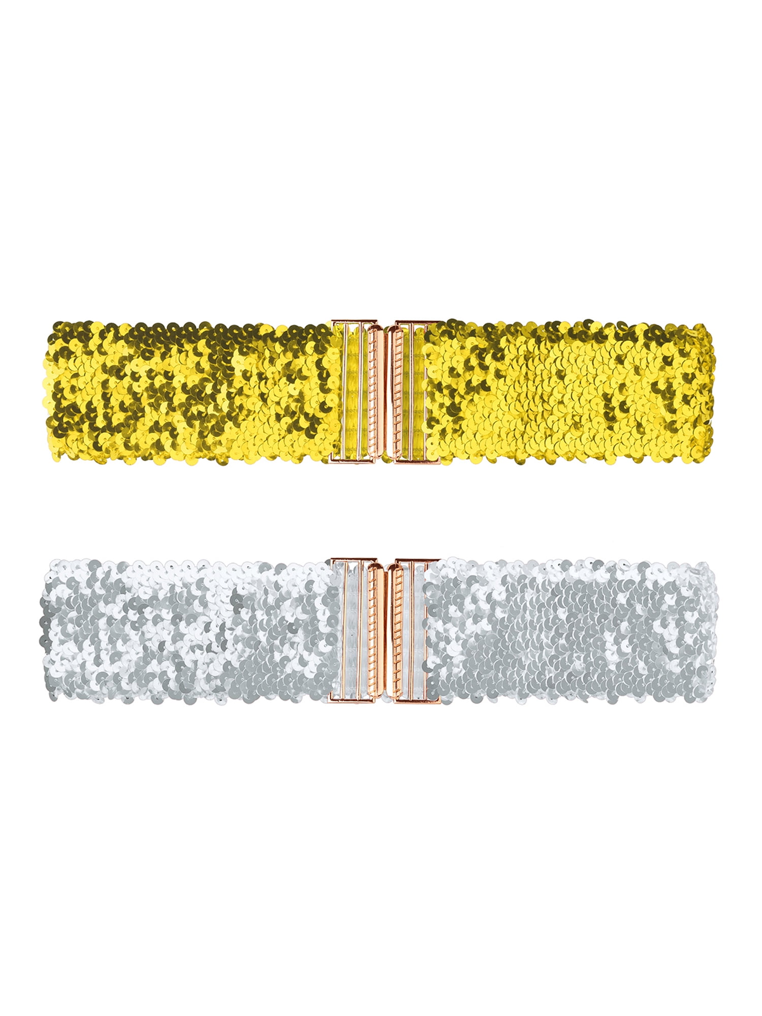6915 Ladies Shinny Wide Waist Belts Interlock Buckles Sequins Decor Womens Sparkling Sequin Waist Belt Widen Elastic Girdle Belt  main image 3