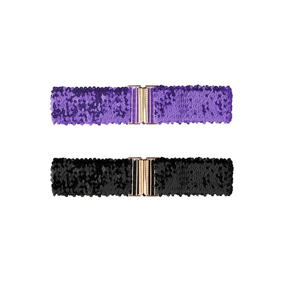 INSPIRE CHIC Women's Wide Waist Belts Interlock Buckles Shine Stretchy Belts 2PCS Light Purple
