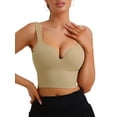 thumbnail image 1 of INSPIRE CHIC Women's Wire-Free Integrated Cup Sports Bra Camisole Push-Up Ribbed Longline Underwear XL Beige, 1 of 5