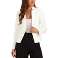 thumbnail image 1 of INSPIRE CHIC Women's Blazers Stand Collar Single Breasted Work Suit Jacket M Beige White, 1 of 6