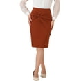 thumbnail image 1 of INSPIRE CHIC Work Knee Length Bodycon Skirts for Women's Ruched High Waist Pencil Skirt S Caramel, 1 of 6