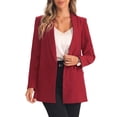 thumbnail image 1 of INSPIRE CHIC Work Office Blazers for Women's Shawl Collar Double Breasted Suit Blazer Jacket Red S, 1 of 5